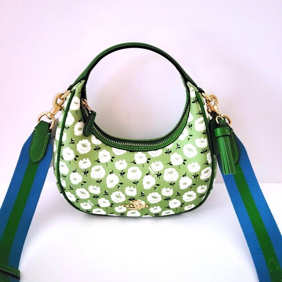 Coach CBI58 Carmen Mini Crossbody Floral Print Handbag Kelly Green Multi - Picture 1 of 7